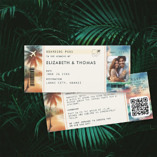 Tropisch strand Bestemming Boarding Pass Bruiloft Kaart