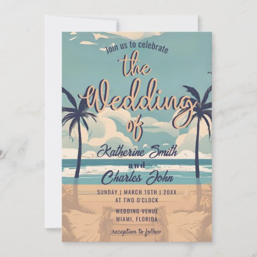 tropisch strand bestemming bruiloft foto kaart (Voorkant)