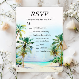 Tropisch strand Bestemming Bruiloft Maaltijd Keuze RSVP Kaartje