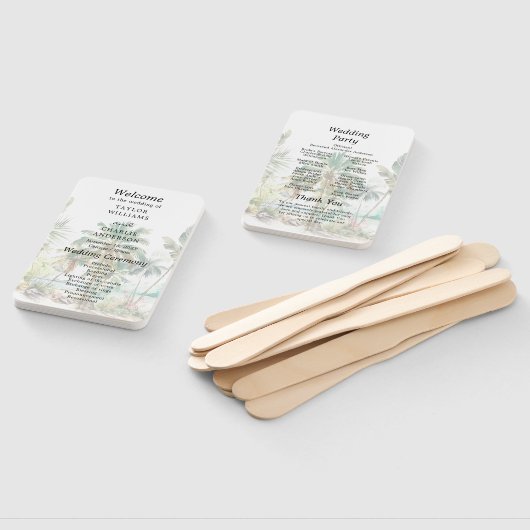 Tropisch strand bestemming bruiloft programma handwaaier (Niet-gemonteerd)