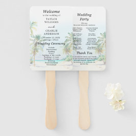 Tropisch strand bestemming bruiloft programma handwaaier