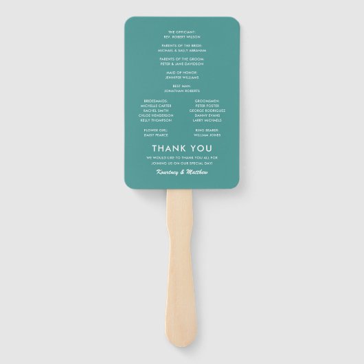 Tropisch strand bestemming bruiloft programma handwaaier (Achterkant)