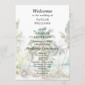 Tropisch strand bestemming bruiloft programma programmakaart (Voorkant)