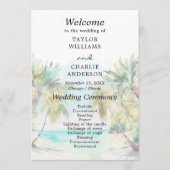 Tropisch strand bestemming bruiloft programma programmakaart (Voorkant)