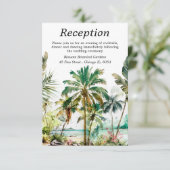 Tropisch strand Bestemming Bruiloft Receptie Informatiekaartje (Staand voorkant)