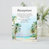 Tropisch strand Bestemming Bruiloft Receptie Informatiekaartje (Staand voorkant)