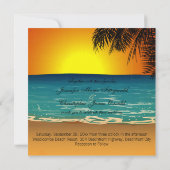 Tropisch strand bij zonsondergang bruiloft kaart (Achterkant)