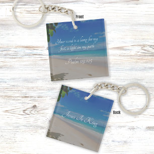 Tropisch strand Bijbelvers Psalm 119:105 Sleutelhanger