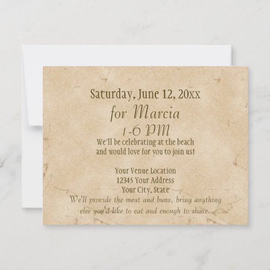 Tropisch strand Birthday Party Destination Paradis Kaart (Achterkant)