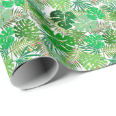 Tropisch strand bladeren kerstverlichting vakantie cadeaupapier (Rol Hoek)