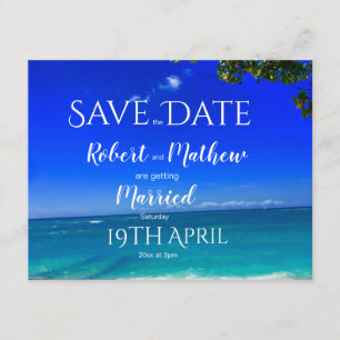 Tropisch strand Blauw opslaan Datum Save The Date