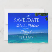 Tropisch strand Blauw opslaan Datum Save The Date (Voorkant)