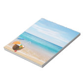 Tropisch strand, Blauwe hemel, Ocean Sand, Coconut Notitieblok (Linkerzijde)
