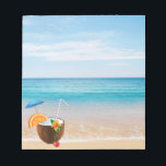 Tropisch strand, Blauwe hemel, Ocean Sand, Coconut Notitieblok<br><div class="desc">Dit afbeelding is voorzien van kokokoskoek op schattig tropisch strand . Ideaal voor mensen die van tropische vakantie houden en dromen van turkooiswater en witte zandstranden en coctails.</div>