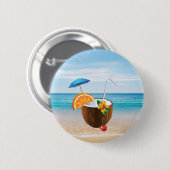 Tropisch strand, Blauwe hemel, Ocean Sand, Coconut Ronde Button 5,7 Cm (Voorkant /achterkant)