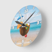 Tropisch strand, Blauwe hemel, Ocean Sand, Coconut Ronde Klok (Hoek)