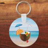 Tropisch strand, Blauwe hemel, Ocean Sand, Coconut Sleutelhanger (Voorkant)
