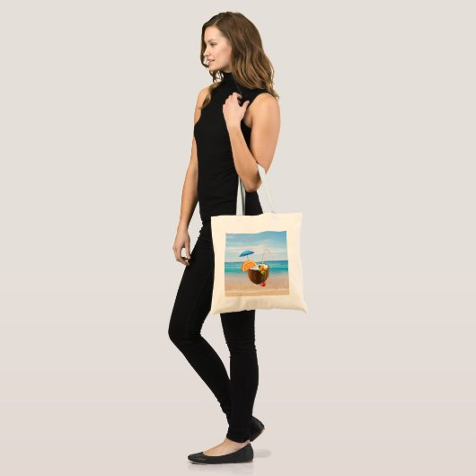Tropisch strand, Blauwe hemel, Ocean Sand, Coconut Tote Bag (Voorkant (model))