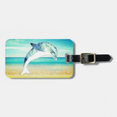 Tropisch strand, blauwe hemel, Ocean Sand, Dolphin Bagagelabel (Voorkant horizontaal)