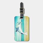 Tropisch strand, blauwe hemel, Ocean Sand, Dolphin Bagagelabel (Voorkant verticaal)
