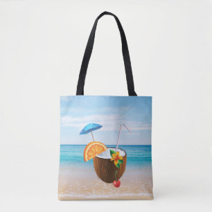 Tropisch Strand,Blauwe Lucht,Oceaan Zand,Coco Cock Tote Bag