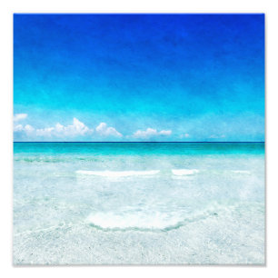 Tropisch strand - Blauwgroen Aqua Ocean Blue Flori Foto Afdruk