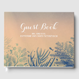 Tropisch strand Blauwgroen bruiloft onder water Gastenboek