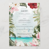 Tropisch Strand Bloem Palm | Trouw Menu (Voorkant)
