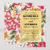 tropisch strand bloemen gouden lijst repetitief di kaart (Voorkant / Achterkant)