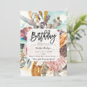 Tropisch strand bloemen verjaardagsfeestje kaart (Staand voorkant)