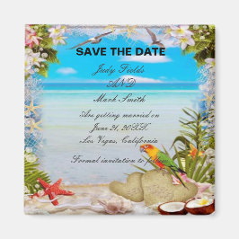 Tropisch strand bloemenbruiloft Save the Date Magneet