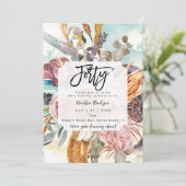 Tropisch strand bloemenfeest 40e verjaardag kaart (Staand voorkant)