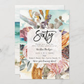 Tropisch strand bloemenfeest 60e verjaardag kaart (Voorkant / Achterkant)