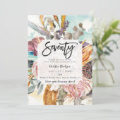 Tropisch strand bloemenfeest 70e verjaardag kaart (Staand voorkant)