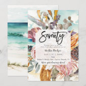 Tropisch strand bloemenfeest 70e verjaardag kaart (Voorkant / Achterkant)