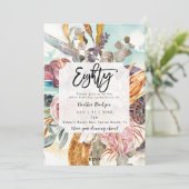 Tropisch strand bloemenfeest 80e verjaardag kaart (Staand voorkant)