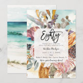 Tropisch strand bloemenfeest 80e verjaardag kaart (Voorkant / Achterkant)