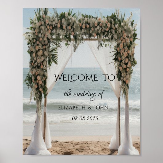 Tropisch strand bloemrijke prieel poster (Voorkant)
