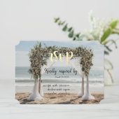 Tropisch strand bloemrijke prieel RSVP Kaart (Staand voorkant)
