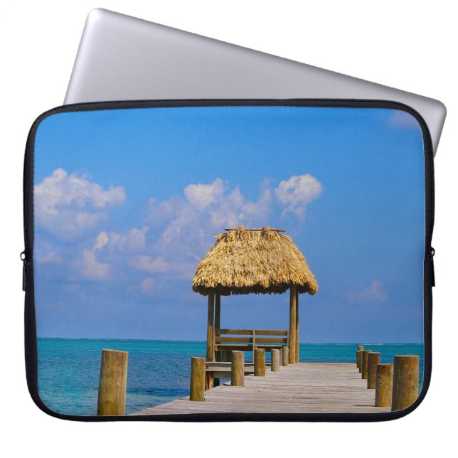 Tropisch strand Blue Ocean Caribbean Laptop Sleeve (Voorkant)