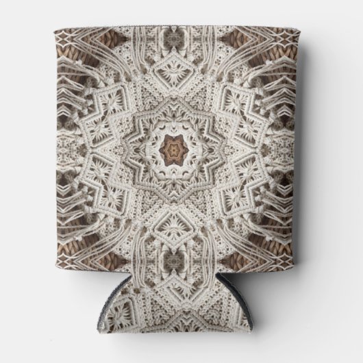 tropisch strand boho chic tribal macrame crochet blikjeskoeler (Voorkant)