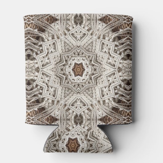 tropisch strand boho chic tribal macrame crochet blikjeskoeler (Achterkant)