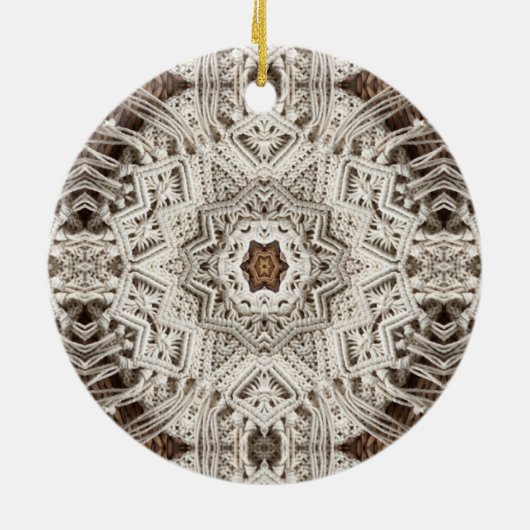 tropisch strand boho chic tribal macrame crochet keramisch ornament (Achterkant)
