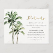 Tropisch strand bomen Rustic Wedding Detail Informatiekaartje (Voorkant)