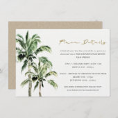 Tropisch strand bomen Rustic Wedding Detail Informatiekaartje (Voorkant / Achterkant)