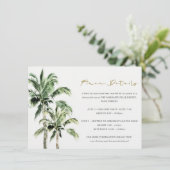 Tropisch strand bomen Rustic Wedding Detail Informatiekaartje (Staand voorkant)