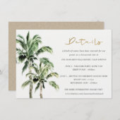 Tropisch strand bomen Rustic Wedding Detail Informatiekaartje (Voorkant / Achterkant)
