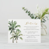 Tropisch strand bomen Rustic Wedding Detail Informatiekaartje (Staand voorkant)