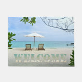 Tropisch strand, braadstoel welkom deurmat (Voorkant)