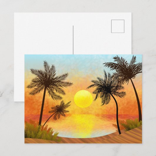 Tropisch strand Briefkaart (Voorkant / Achterkant)
